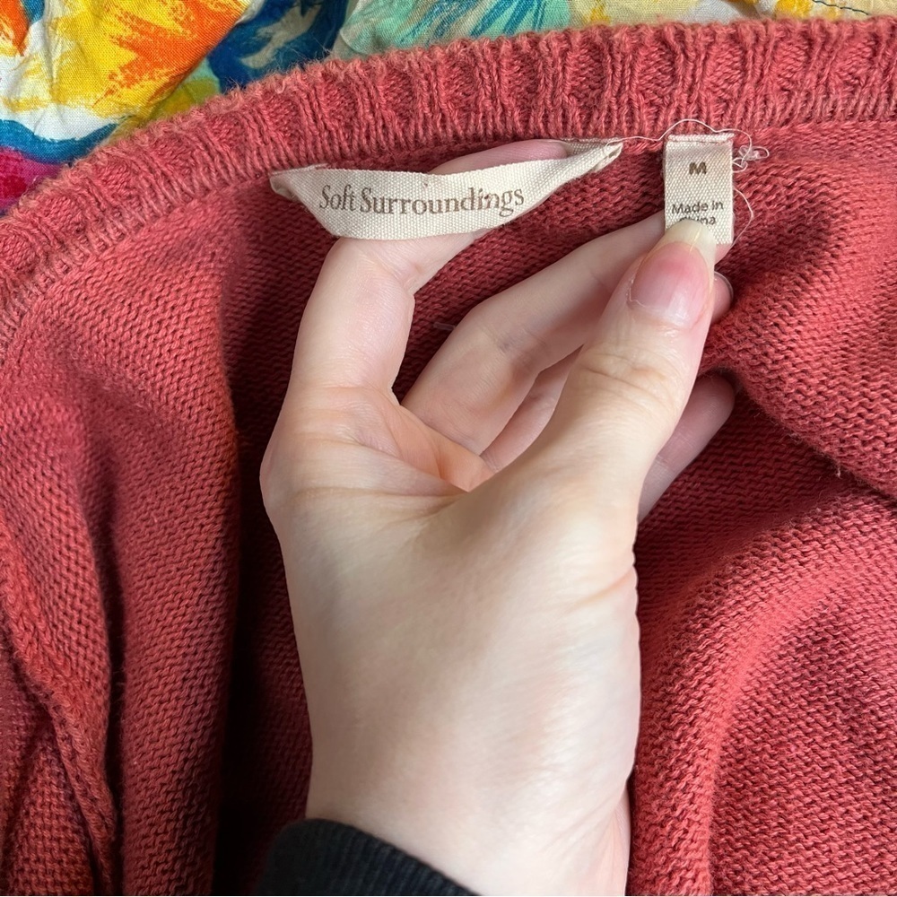 Soft Surroundings Hollyhock Cropped Cardigan Size M Medium Pink Bubble Sleeve. - Picture 6 of 8
